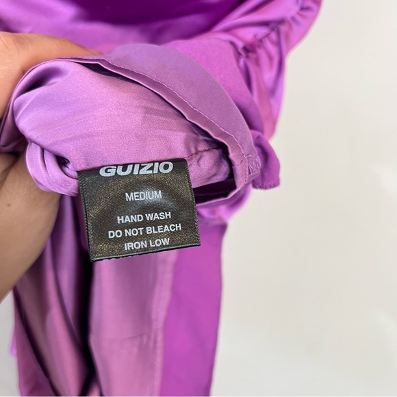 GUIZIO Danielle Ruched Satin mini Dress in orchid size medium - Picture 8 of 12
